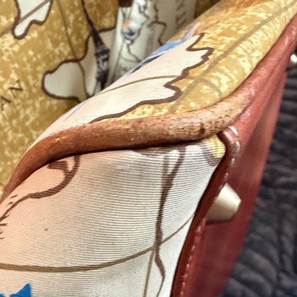 Travel by Sharif Vintage World Map Leather Trim Duffel Weekender Bag - Picture 9 of 10